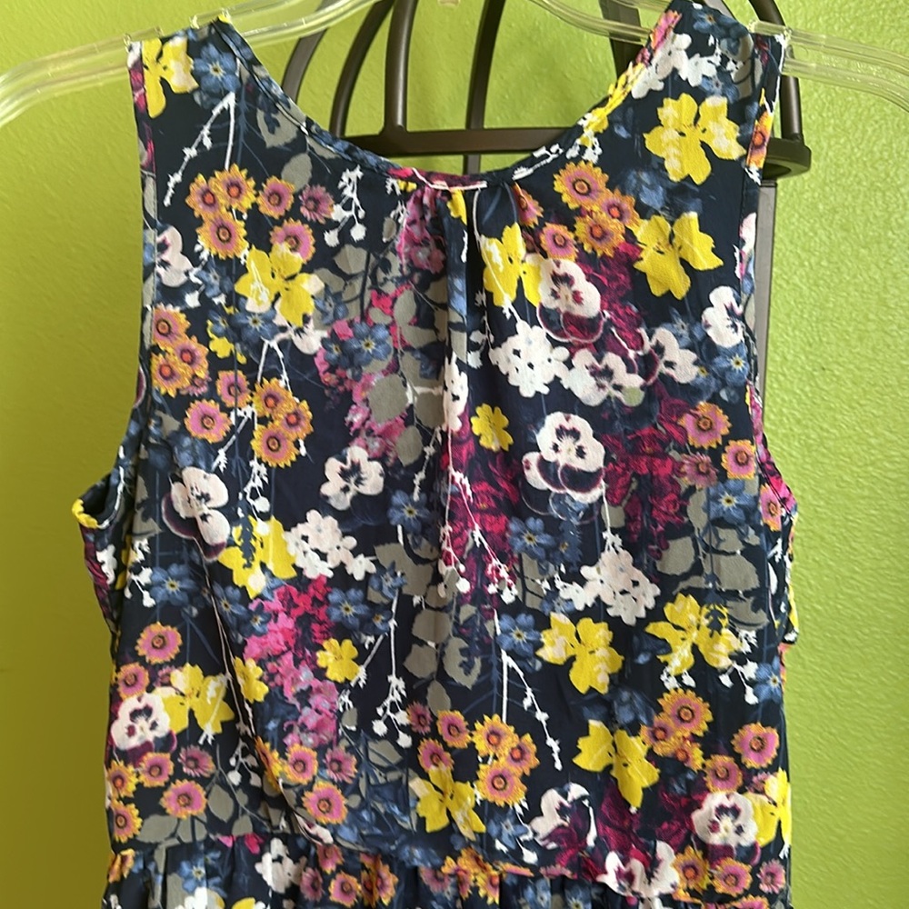 💖H&M dark blue floral sleeveless hi/low dress - Picture 3 of 4